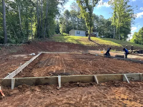 Forms staked out for a large concrete slab