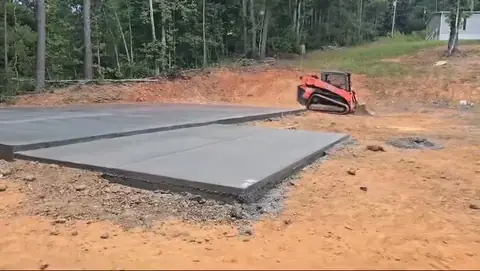 Concrete slabs poured on a graded site