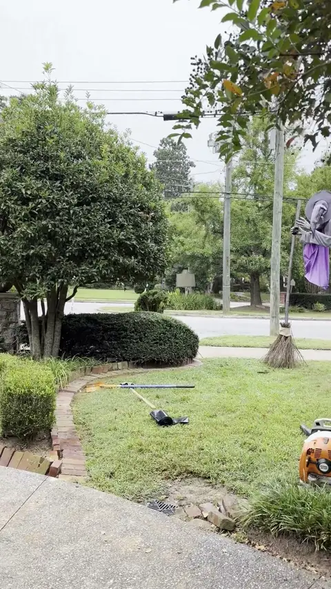 Brick border and front yard cleanup